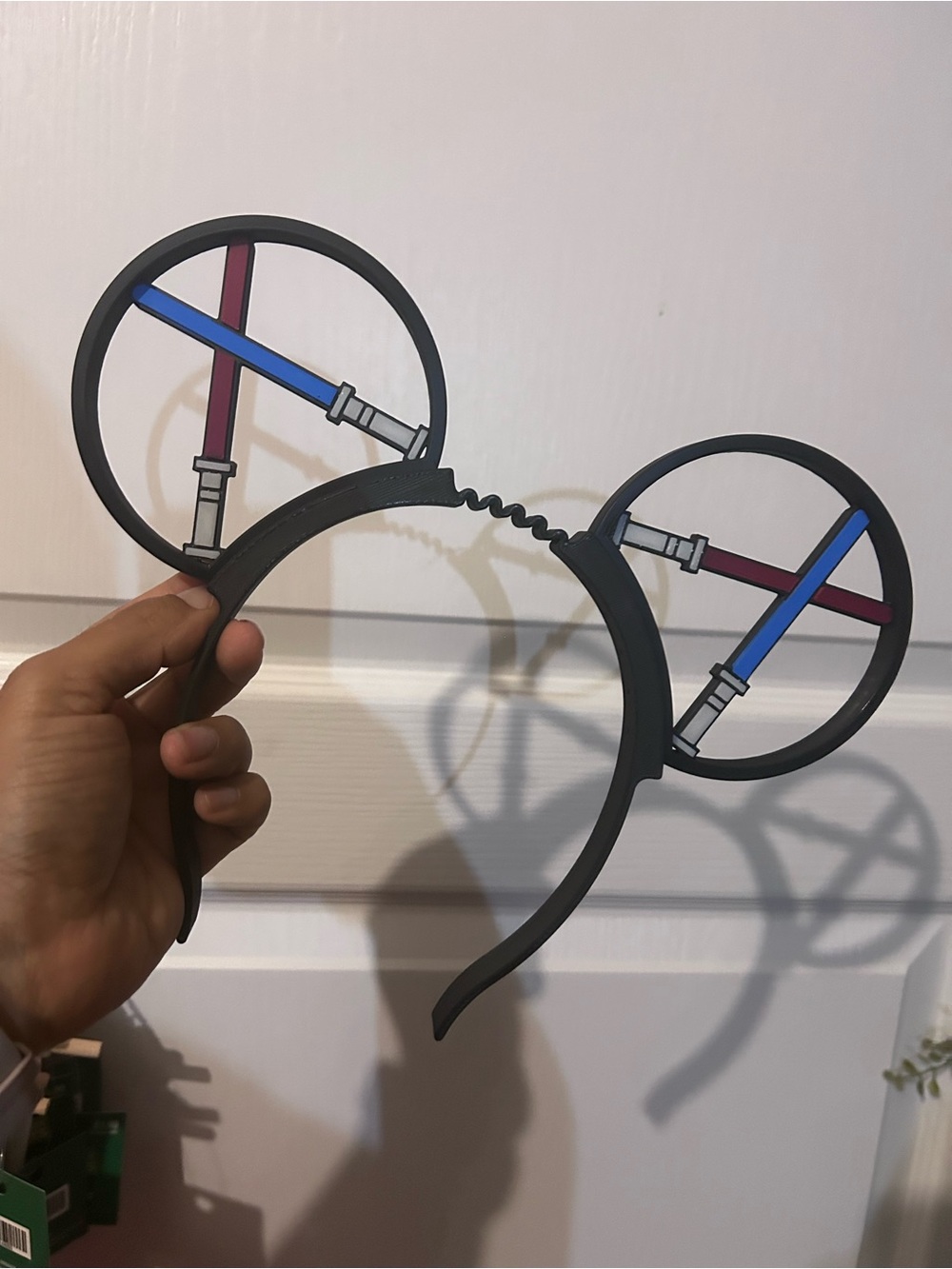 Mickey Ear Headband with Lightsaber Ear Design - Black